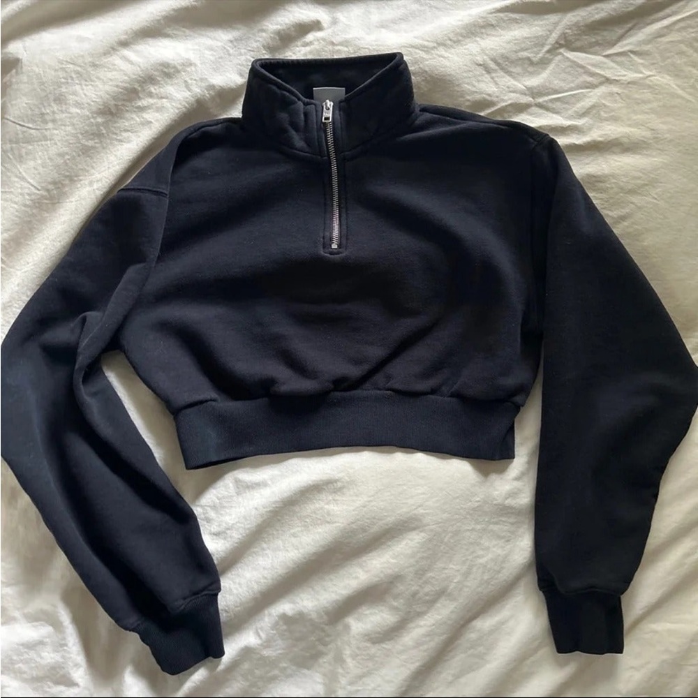 TNA Cozy Fleece Crop Half Zip Sweatshirt Small